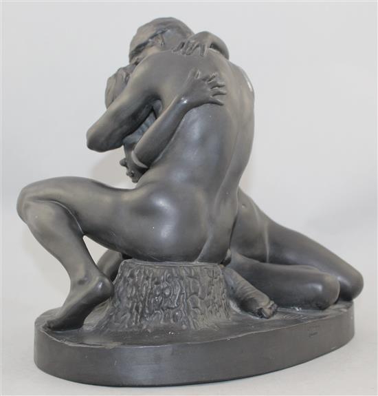 Stephan Sinding (Norwegian-Danish, 1846-1922), To Mennesker, a black basalt group of lovers, signed and dated 1889, 25.5cm high